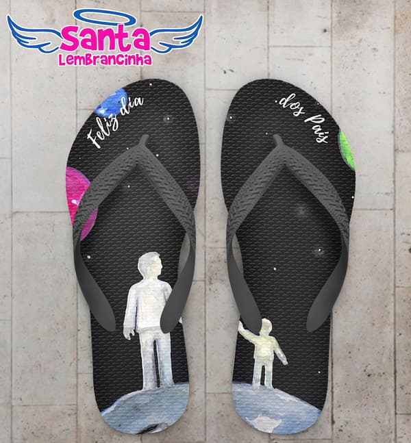 Chinelo Personalizado Dia dos Pais Pai e Filho na Lua COD 6229