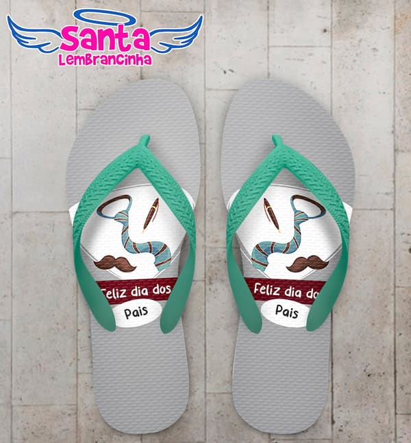Chinelo Personalizado Dia dos Pais com Bigode e Gravata COD 6218