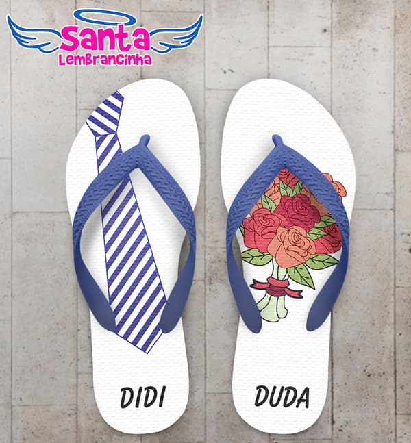 Chinelo Personalizado Casamento Terno e Buquê COD 6181