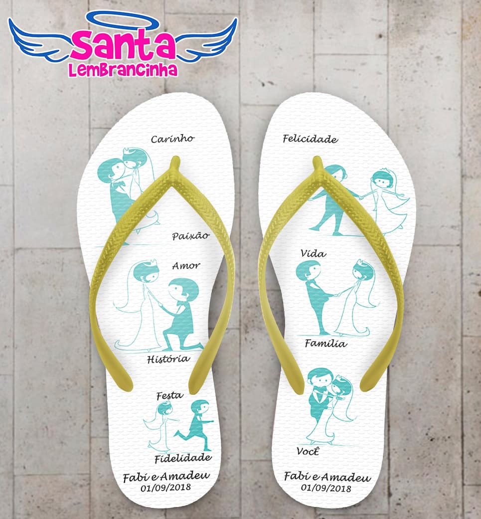 Chinelo Personalizado Casamento Noivinhos Tiffany COD 6219