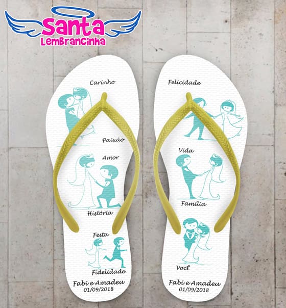 Chinelo Personalizado Casamento Noivinhos Tiffany COD 6219