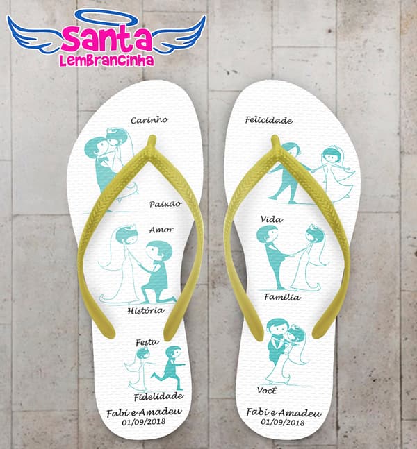 Chinelo Personalizado Casamento Noivinhos Tiffany COD 6219