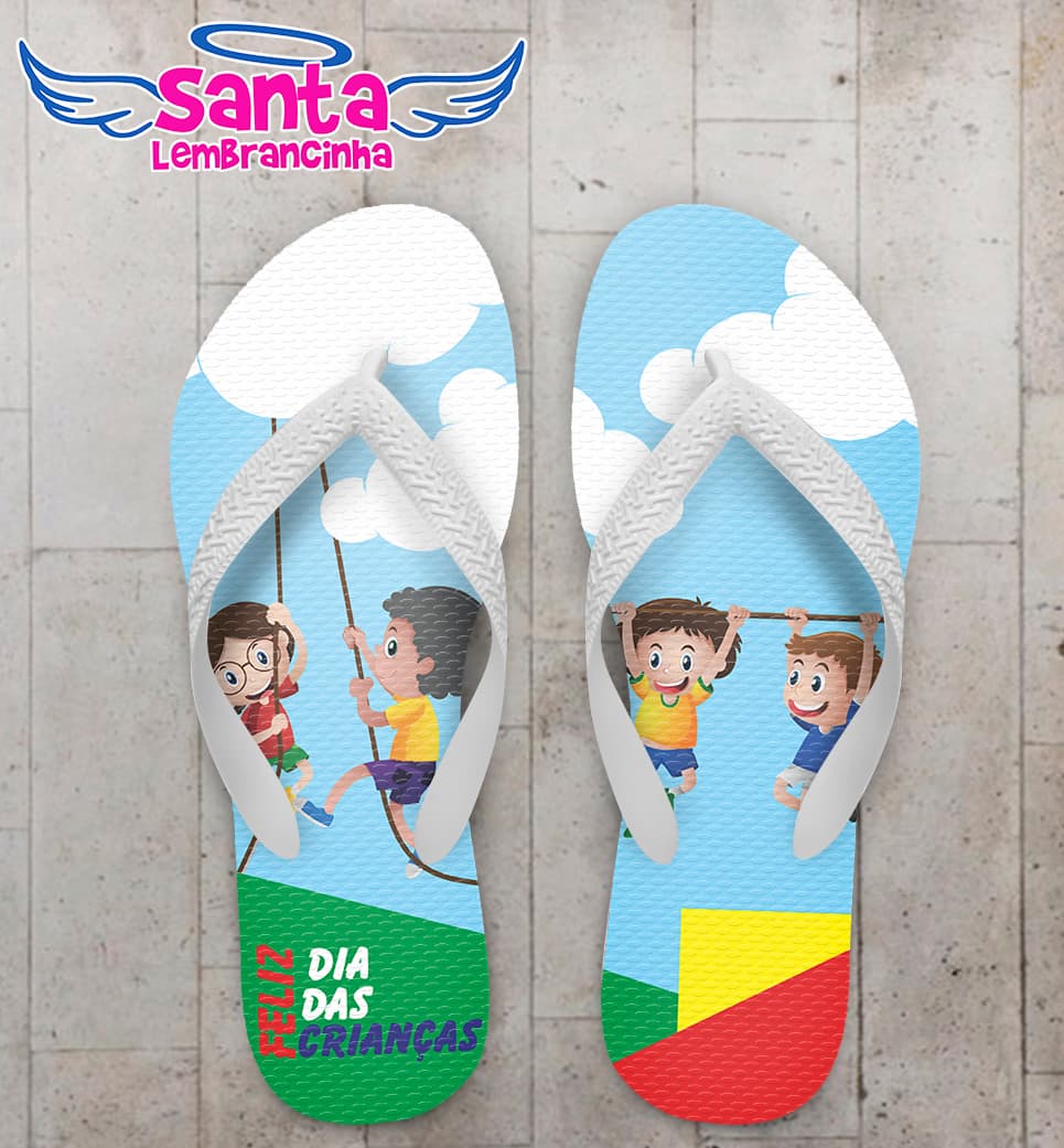 Chinelo Personalizado Dia das Crianças com Crianças Brincando COD 6263