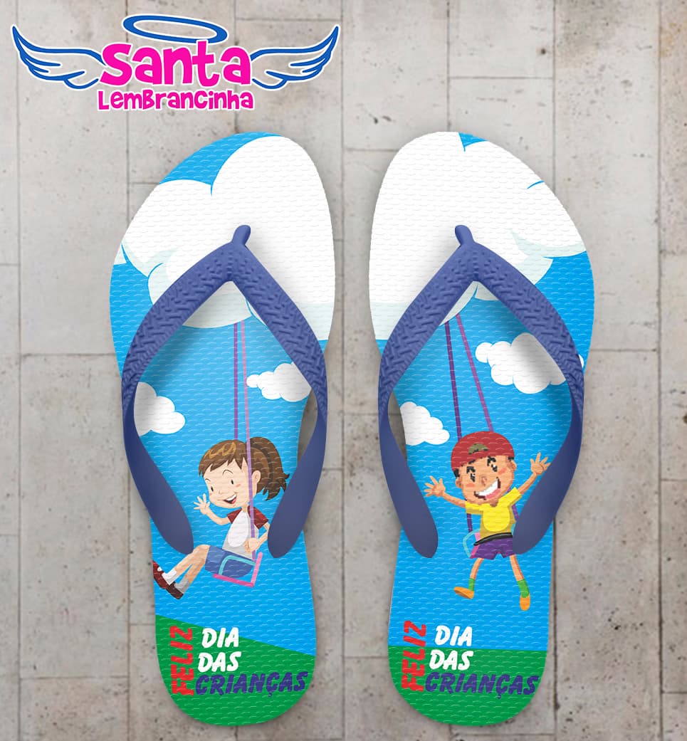 Chinelo Personalizado Dia das Crianças com Crianças no Balanço COD 6264