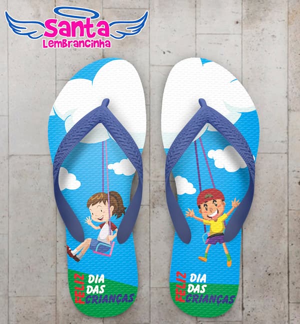 Chinelo Personalizado Dia das Crianças com Crianças no Balanço COD 6264
