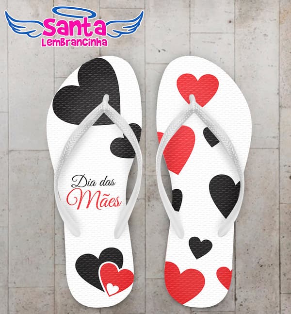 Chinelo Personalizado Dia das Mães com Corações COD 6244