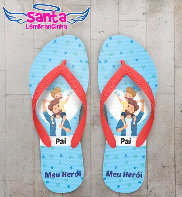 Chinelo Personalizado Dia dos Pais Pai e Filho com Corações COD 6200