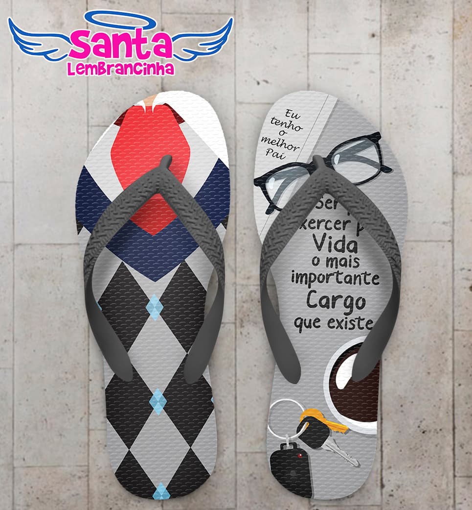 Chinelo Personalizado Dia dos Pais Camisa Xadrez com Frase COD 6234