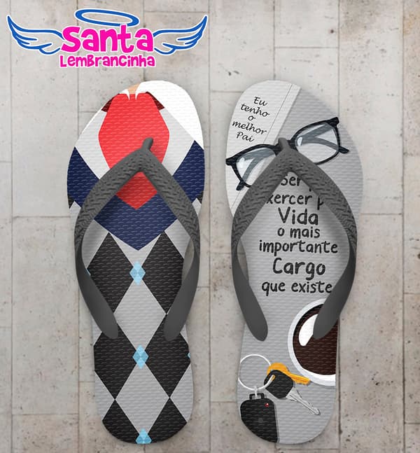 Chinelo Personalizado Dia dos Pais Camisa Xadrez com Frase COD 6234