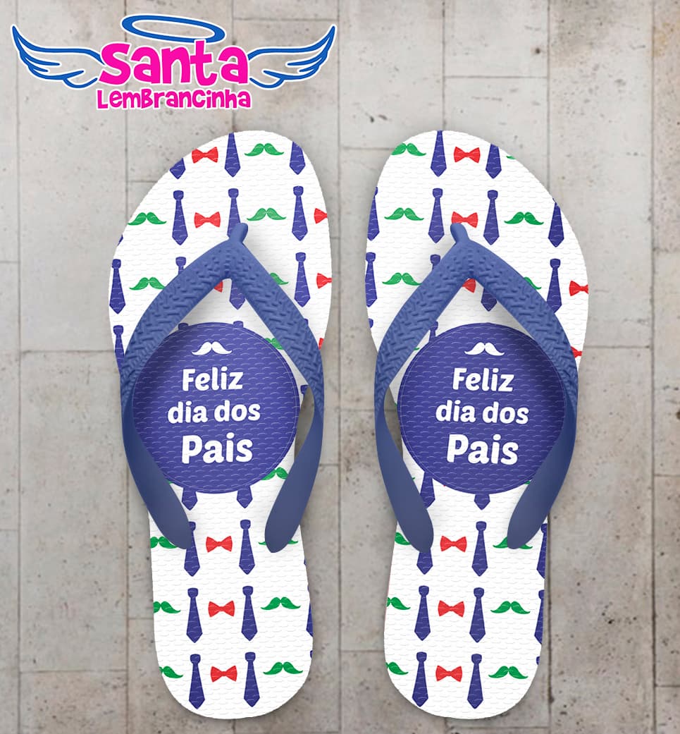 Chinelo Personalizado Dia dos Pais Gravatas com Bigodes COD 6232