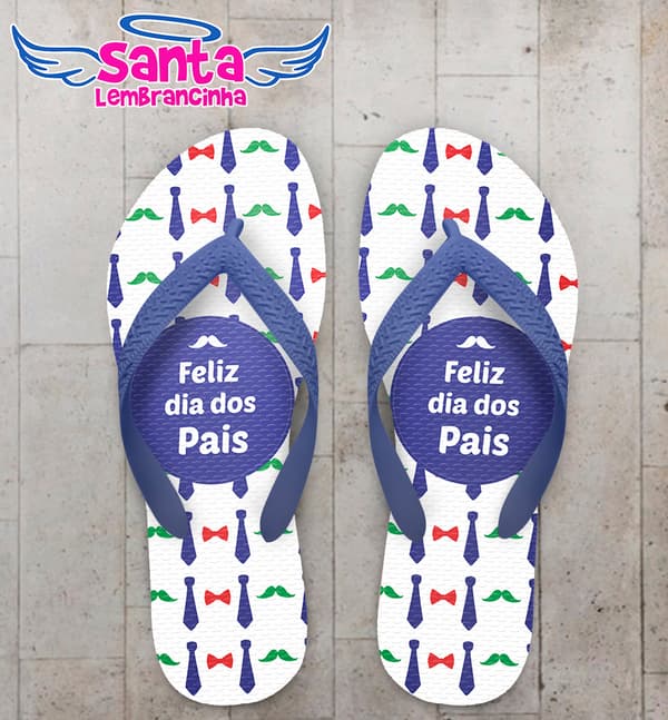 Chinelo Personalizado Dia dos Pais Gravatas com Bigodes COD 6232