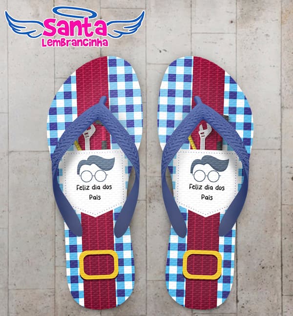 Chinelo Personalizado Dia dos Pais Camisa Xadrez com suspensório COD 6188