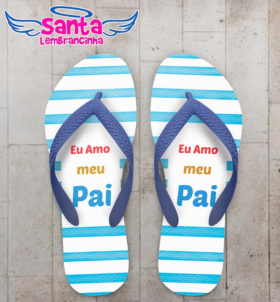 Chinelo Personalizado Dia dos Pais com Listras Azuis COD 6202