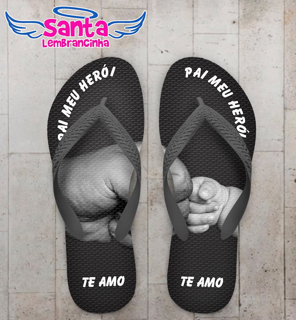 Chinelo Personalizado Dia dos Pais Mão Pai e Filho COD 6189