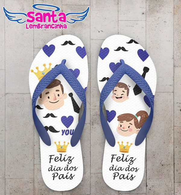 Chinelo Personalizado Dia dos Pais com Corações e Bigodes COD 6204