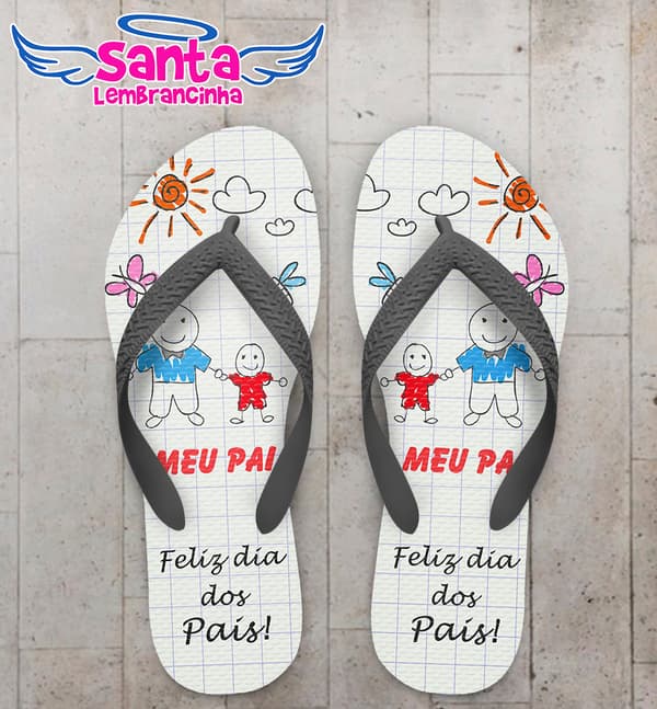 Chinelo Personalizado Dia dos Pais Desenho Pai e Filho COD 6227