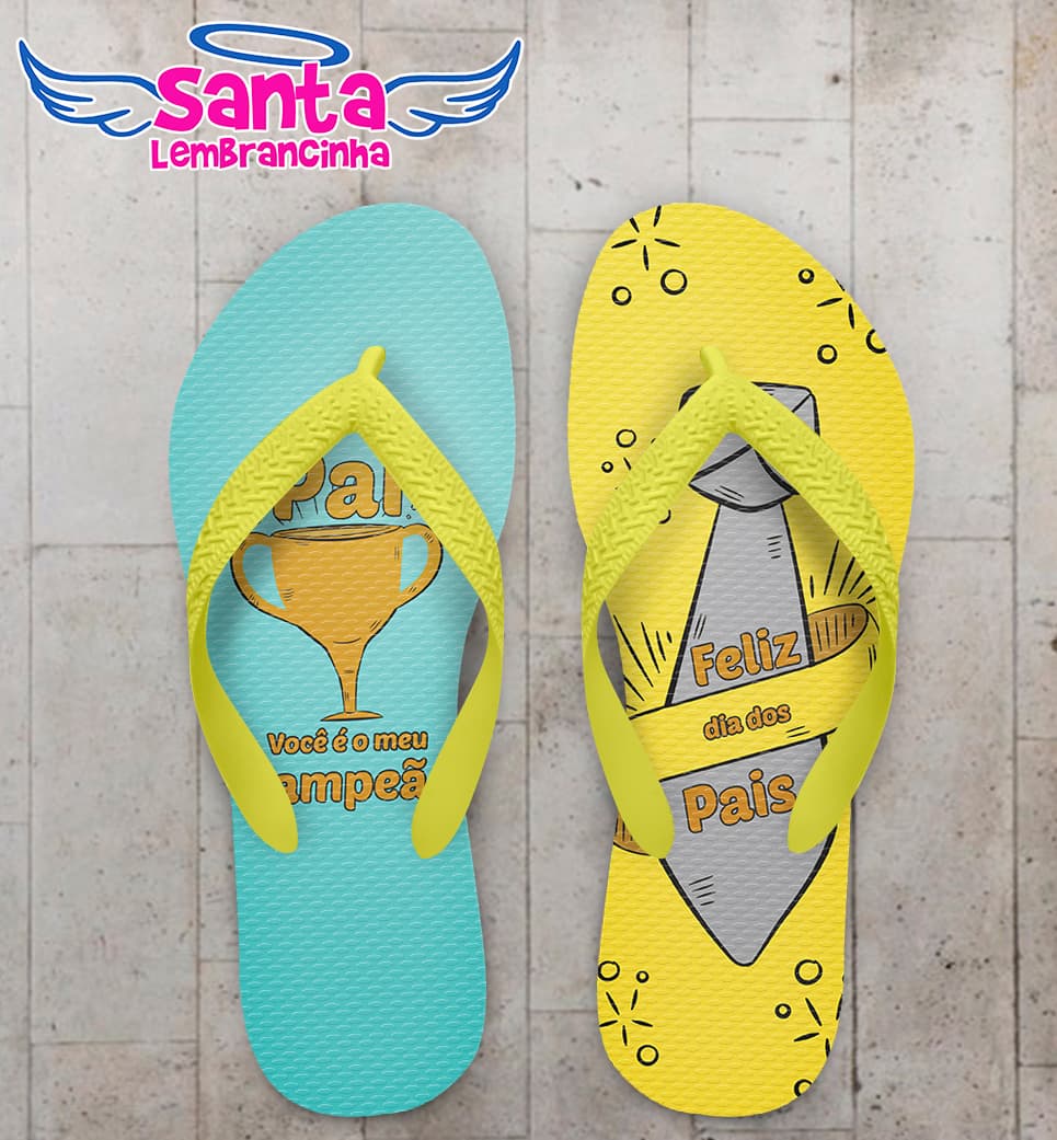 Chinelo Personalizado Dia dos Pais Gravata e Troféu COD 6191