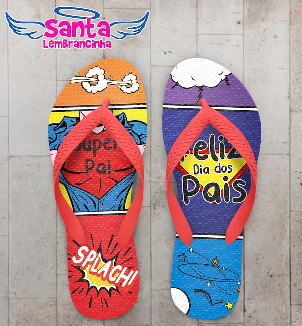 Chinelo Personalizado Dia dos Pais Super Pai Quadrinhos COD 6213