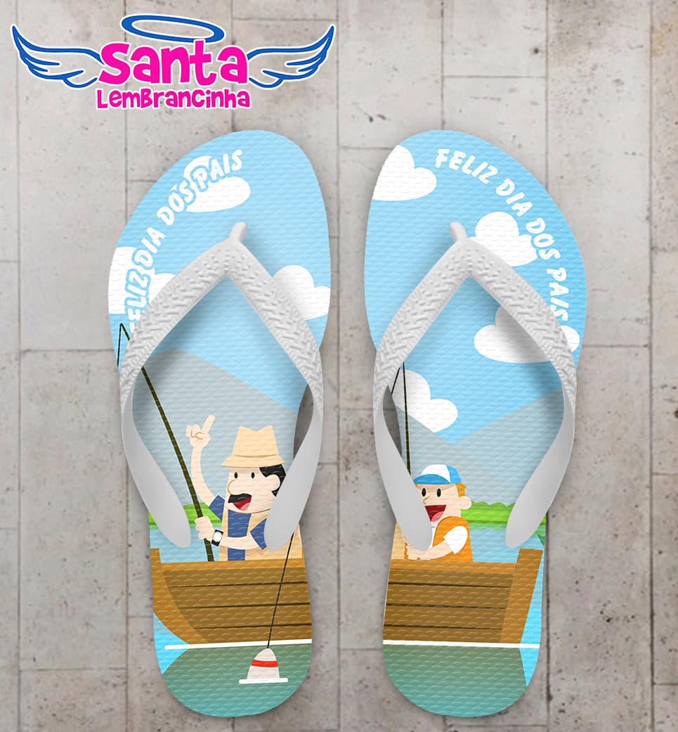Chinelo Personalizado Dia dos Pais Pai e Filho Pescando COD 6210