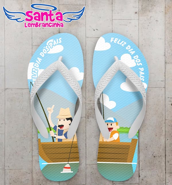 Chinelo Personalizado Dia dos Pais Pai e Filho Pescando COD 6210