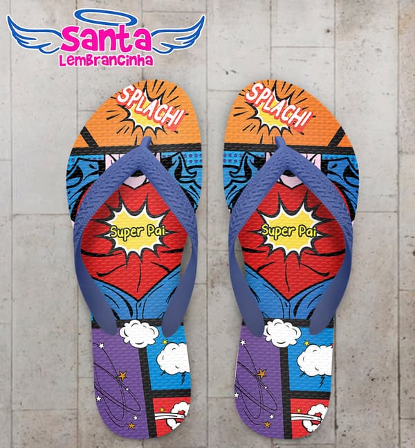 Chinelo Personalizado Dia dos Pais Quadrinhos Super Pai COD 6216