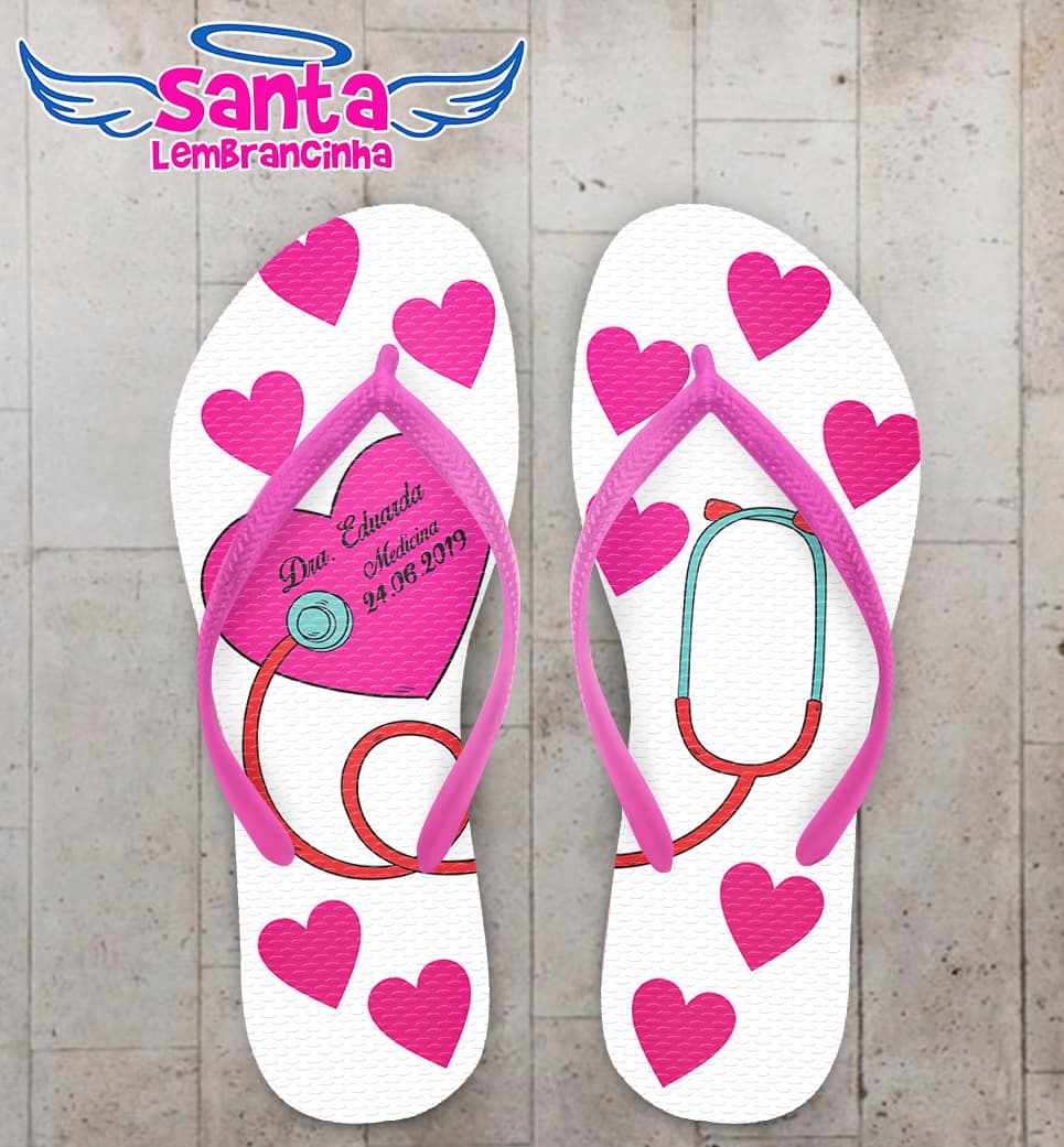 Chinelo Personalizado Formatura Medicina Esteto com Corações COD 6182