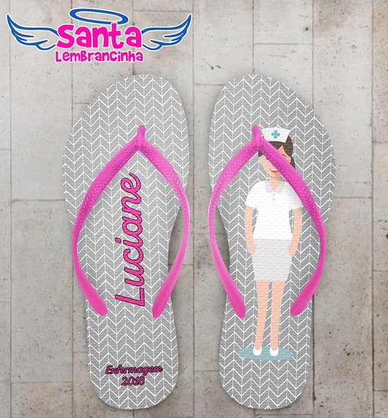 Chinelo Personalizado Formatura Enfermagem com Caricatura COD 6259