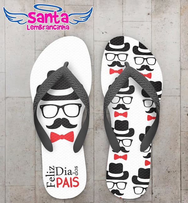 Chinelo Personalizado Dia dos Pais com Chapéu e Bigode COD 6250