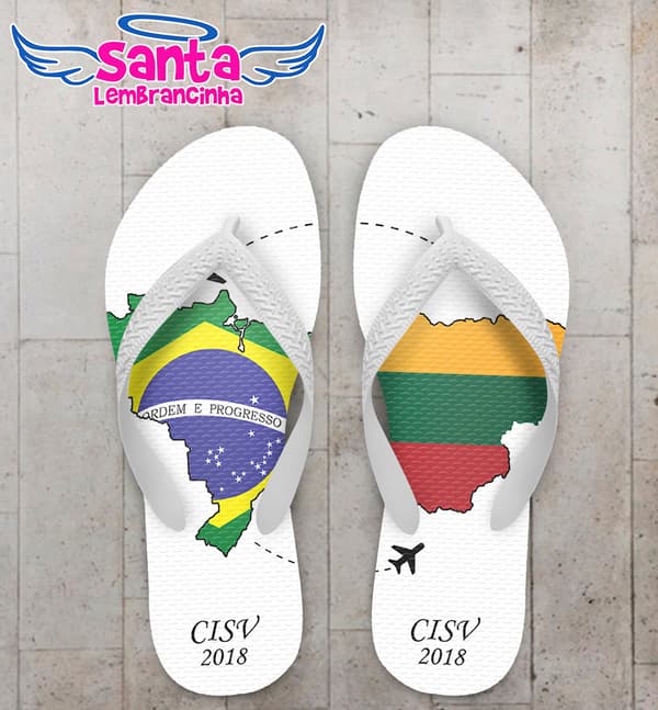 Chinelo Personalizado Corporativo Brasil e Lithuania COD 6321