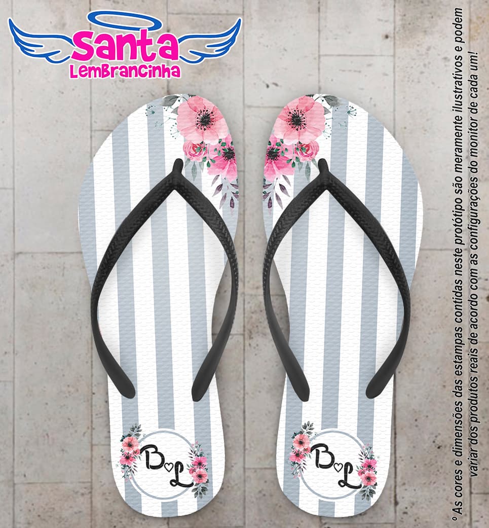 Chinelo Personalizado Casamento Listrado COD 6284