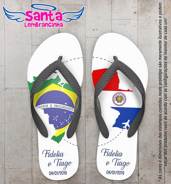 Chinelo Personalizado Casamento Países COD 6285