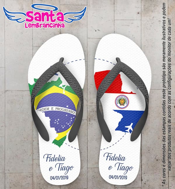 Chinelo Personalizado Casamento Países COD 6285