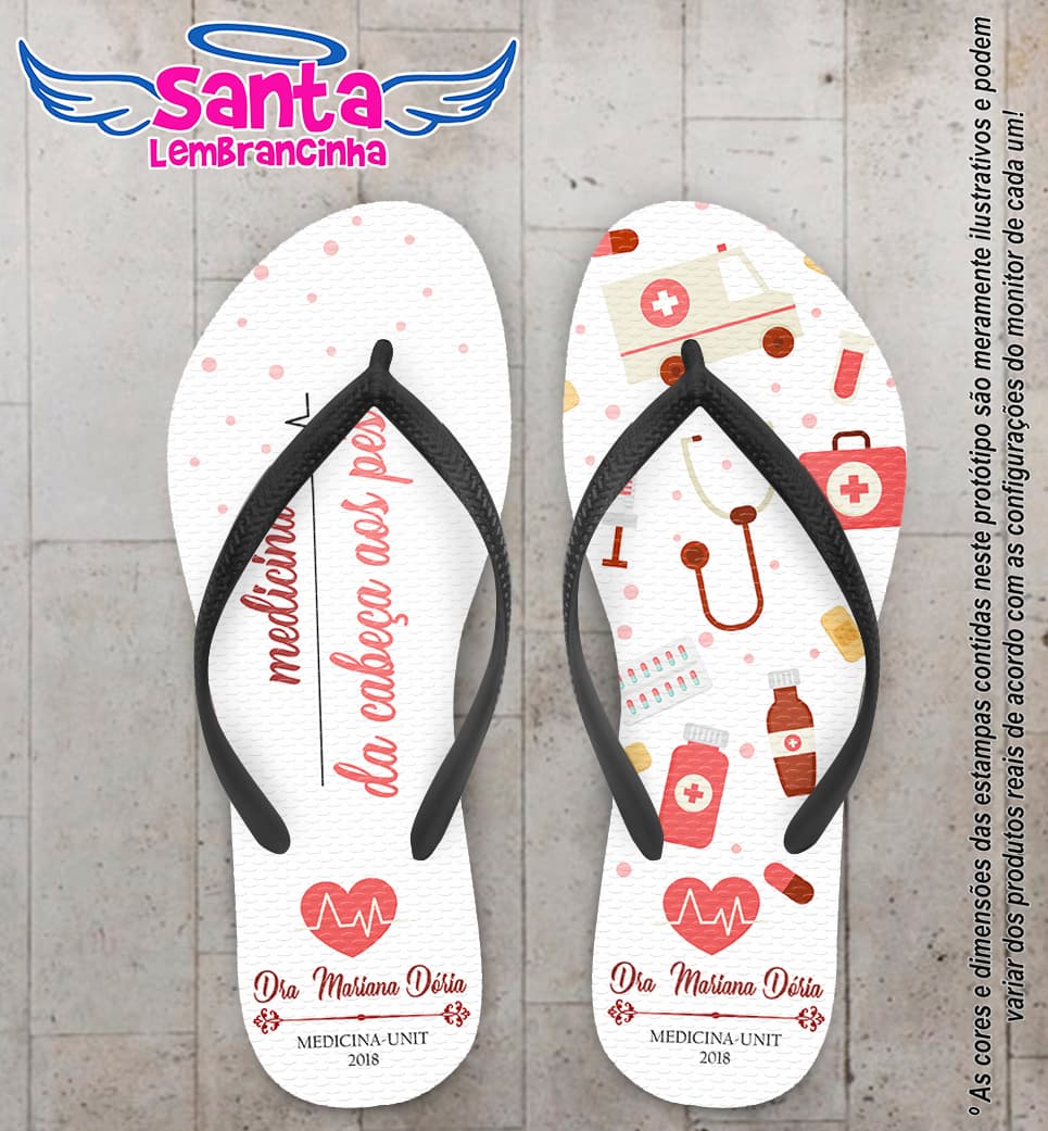 Chinelo Personalizado Medicina Da cabeça aos Pés COD 6309