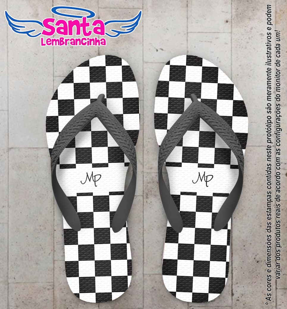Chinelo Personalizado Casamento Xadrez COD 6324