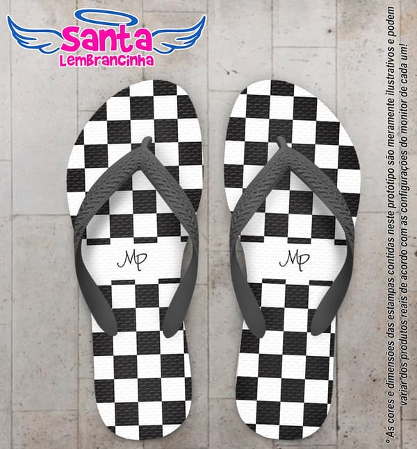 Chinelo Personalizado Casamento Xadrez COD 6324