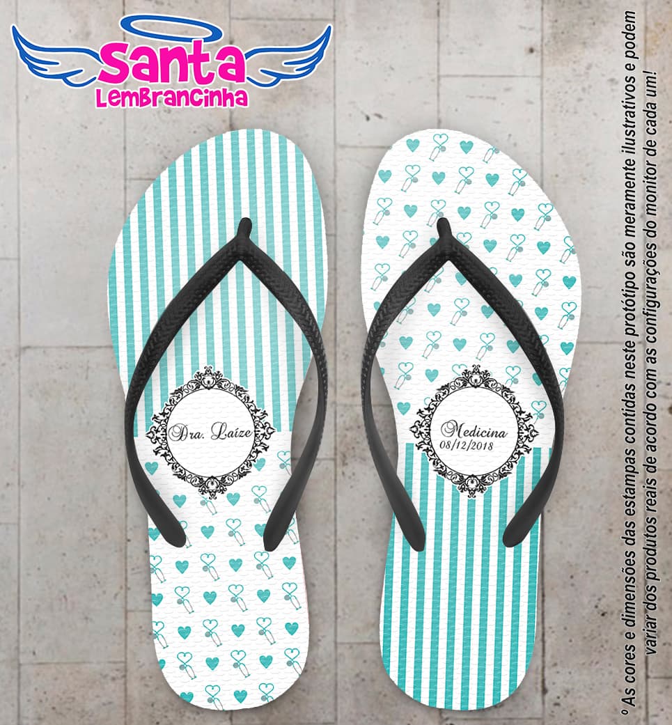 Chinelo Personalizado Medicina Com Listras Tiffany COD 6308
