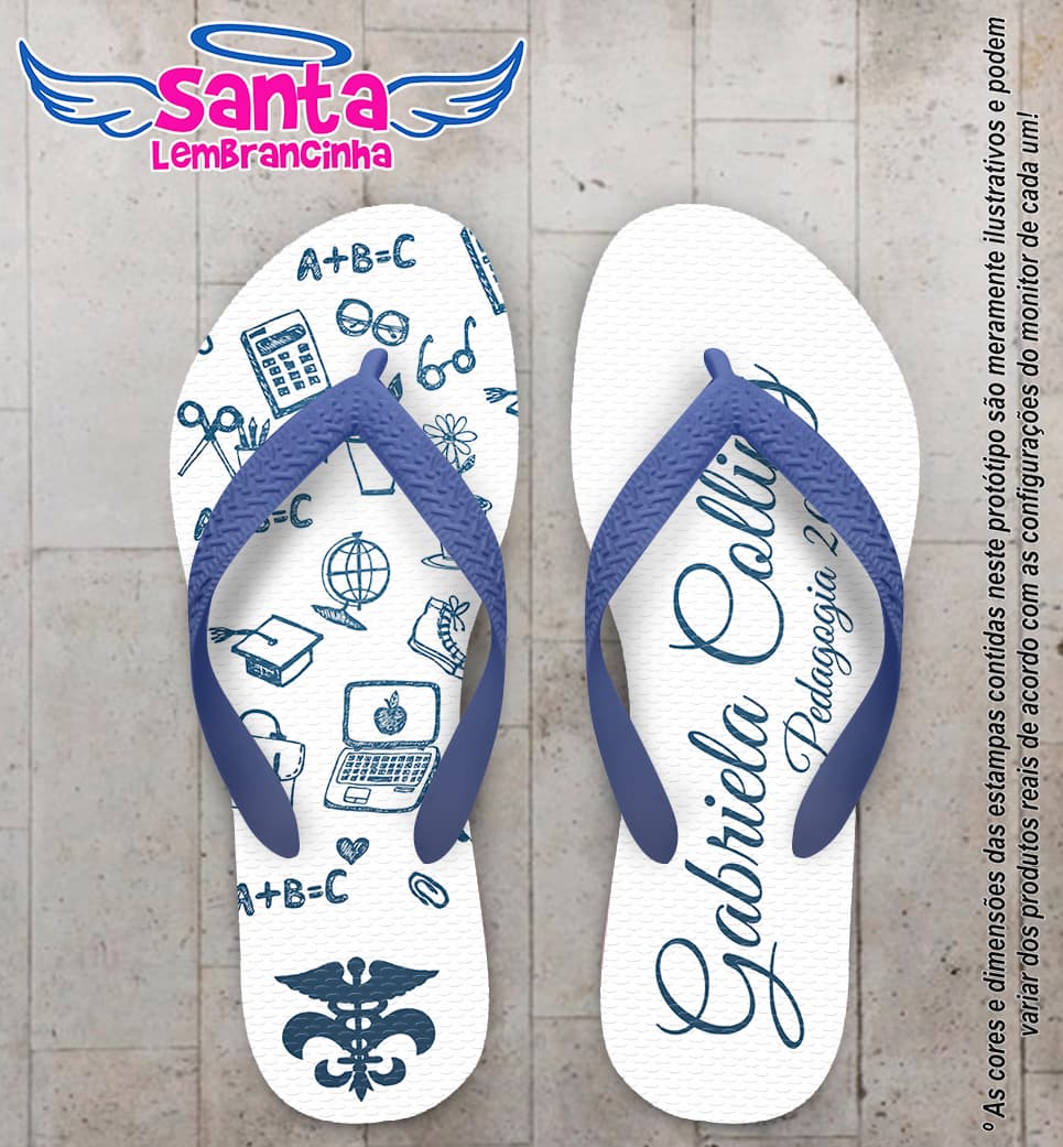 Chinelo Personalizado Pedagogia com Materiais Escolares COD 6316