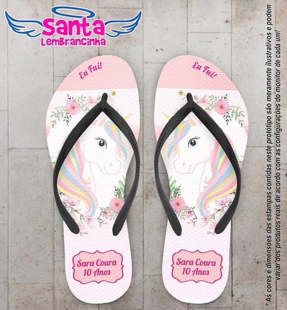 Chinelo Personalizado Unicórnio infantil COD 6305