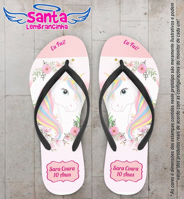 Chinelo Personalizado Unicórnio infantil COD 6305