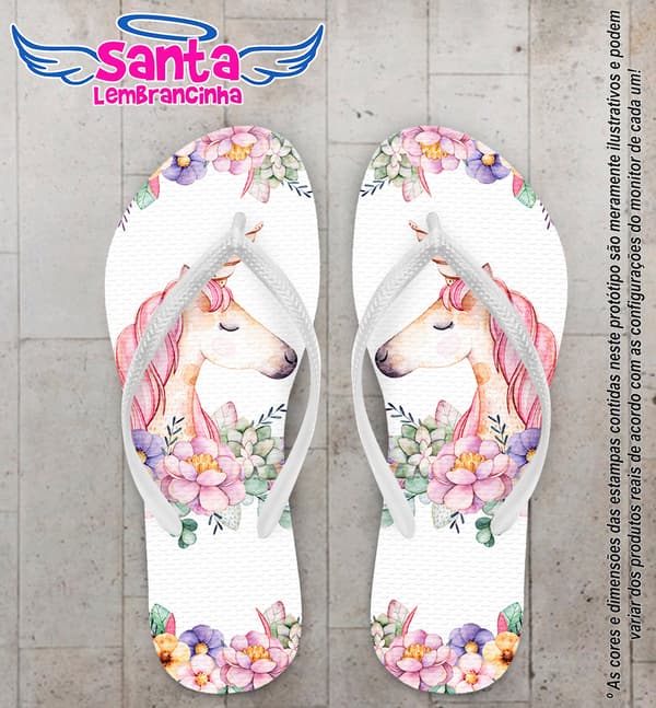 Chinelo Personalizado Unicórnio com Flores COD 6304