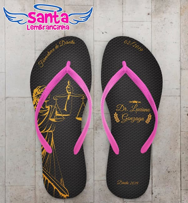 Chinelo Personalizado Formatura Direito Preto com Dourado COD 6342