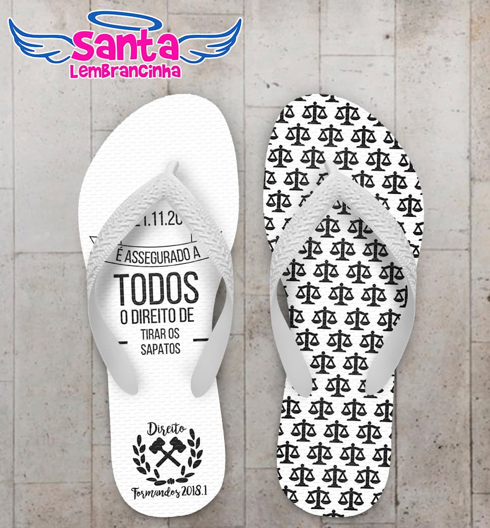 Chinelo Personalizado Formatura Direito Preto com Balanças COD 6343
