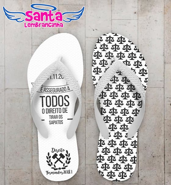 Chinelo Personalizado Formatura Direito Preto com Balanças COD 6343