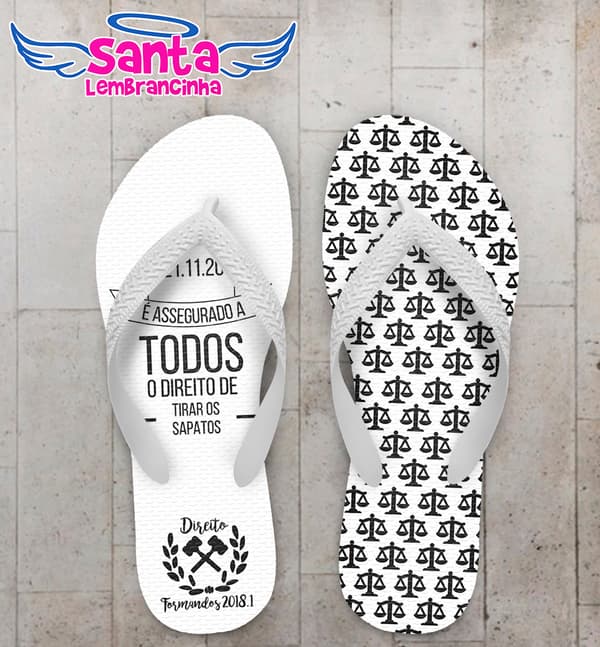 Chinelo Personalizado Formatura Direito Preto com Balanças COD 6343