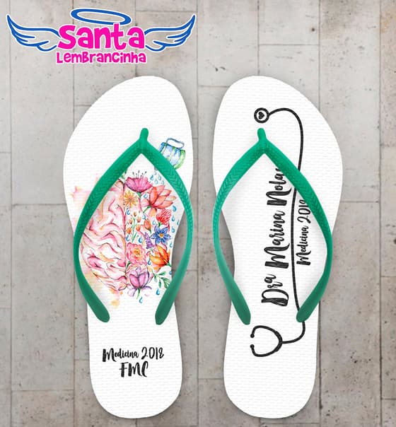 Chinelo Personalizado Formatura Medicina Cérebro com Flores COD 6379