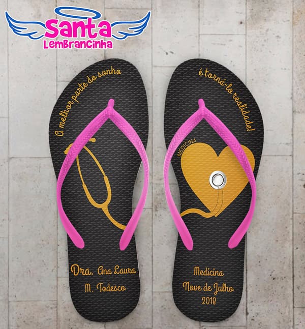 Chinelo Personalizado Formatura Medicina Coração com Esteto COD 6376