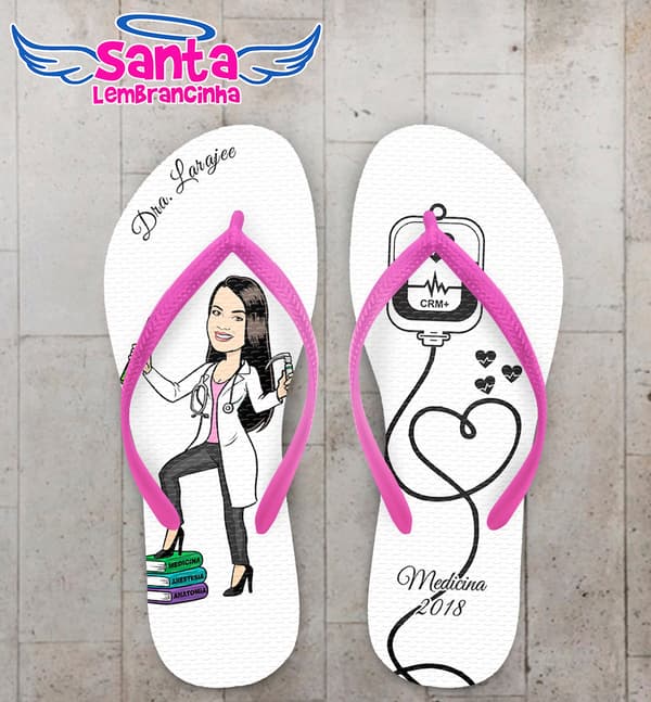 Chinelo Personalizado Formatura Medicina com Caricatura COD 6377