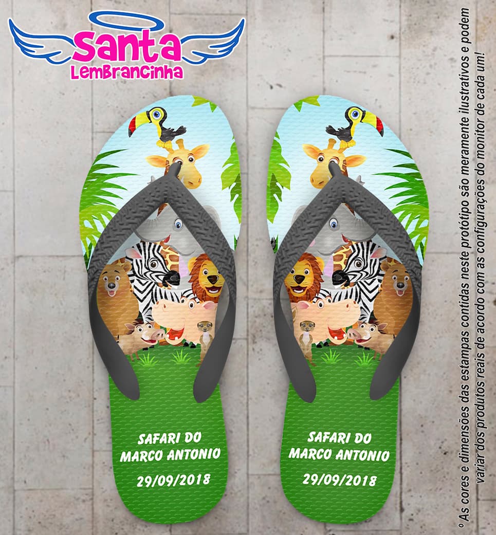 Chinelo Personalizado Infantil Safari COD 6353