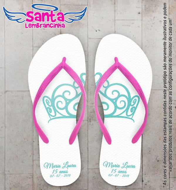 Chinelo Personalizado Debutante Tiffany com Coroa COD 6337