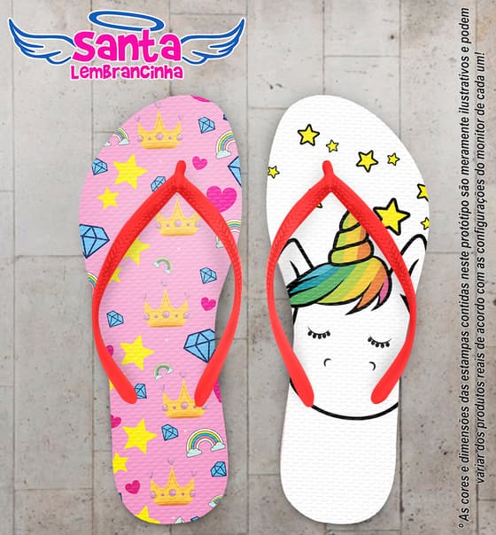 Chinelo Personalizado Infantil Rosa com Unicórnio COD 6394
